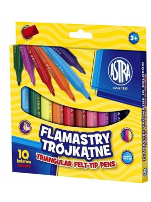 Flamastry, pisaki 10 szt trójkątne Astra