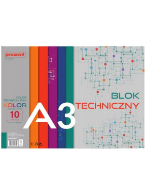 Blok techniczny A3 (10 arkuszy) kolorowych PenWord