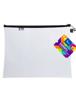 Koperta, teczka A5 z suwakiem biało-szara BT606-B