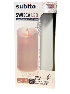 Świeca LED 15 cm z ruchomym płomieniem biała Subito
