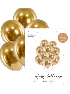 Balony 10 szt (30 cm) metaliczne złote PartyDeco