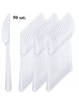 Nóż plastikowy, 50 szt, przezroczysty, Papstar