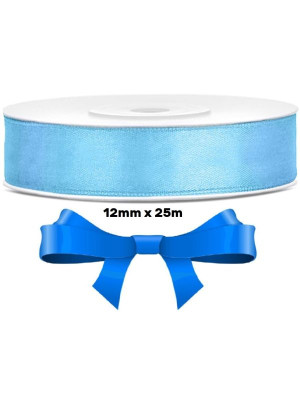 Wstążka satynowa (25 m x 12 mm) błękit PartyDeco