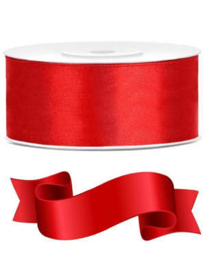 Wstążka satynowa, (50 mm x 25 m) czerwona, Party Deco