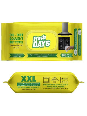 Fresh Days, ręczniki ściereczki mokre, 100 szt do tłuszczu