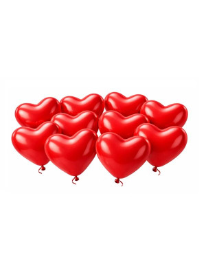 Balony Serca Czerwone 10 szt - 100% latex