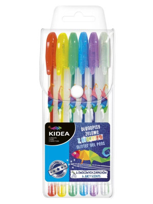 Długopisy żelowe 6 szt żelowe brokatowe Kidea