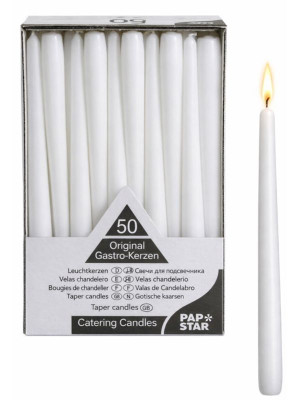 Papstar świeca stożek 50 szt wys. 25 cm biała