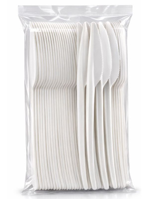 Noże jednorazowe, 100 szt (16,5 cm), białe REUSE Papstar