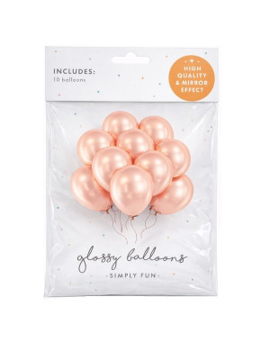 Balony 10 szt. glossy różowe miedziane PartyDeco