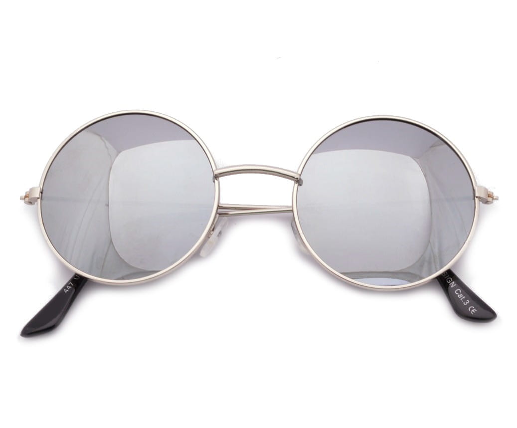 Lenonki srebrne lustrzane przeciwsłoneczne hippie retro 447A