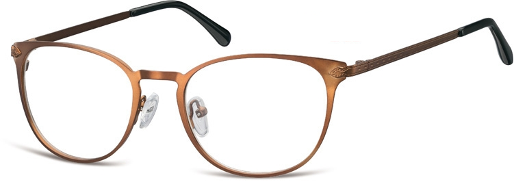 Okulary oprawki damskie kocie oczy stalowe Sunoptic 992G brązowe