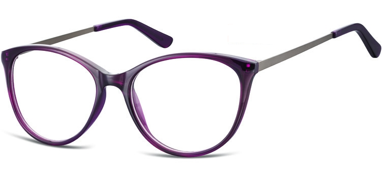 Okulary oprawki zerówki korekcyjne Kocie Unisex Sunoptic AC27E ciemnofioletowe