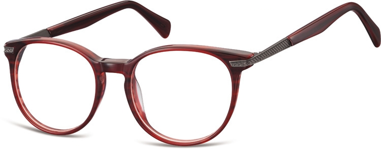 Okrągłe Okulary oprawki zerówki korekcyjne Sunoptic AC39F ciemnoczerwone