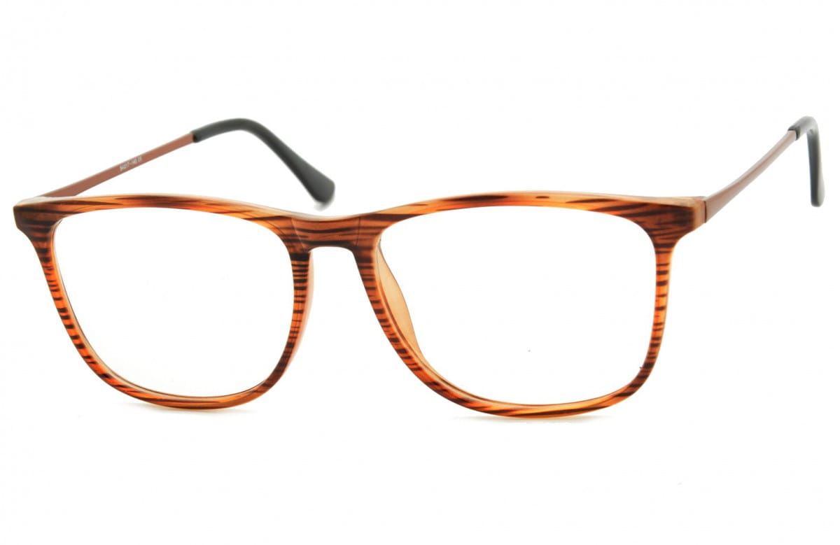 Okulary oprawki korekcyjne Nerdy zerówki Sunoptic CP142G brązowe - imitacja drewna