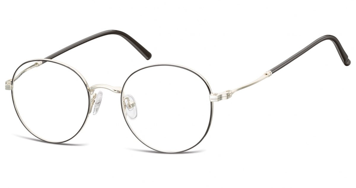 Lenonki okrągłe Okulary oprawki optyczne 927 czarno-srebrne