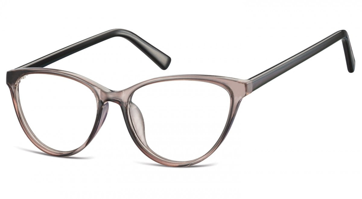 Oprawki korekcyjne okulary Kocie Oczy zerówki Sunoptic CP127D jasnoszare
