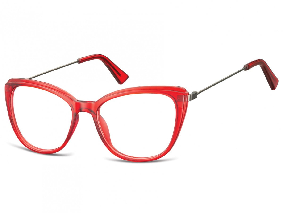 Okulary oprawki zerówki korekcyjne Kocie Oczy Sunoptic AC8F czerwone