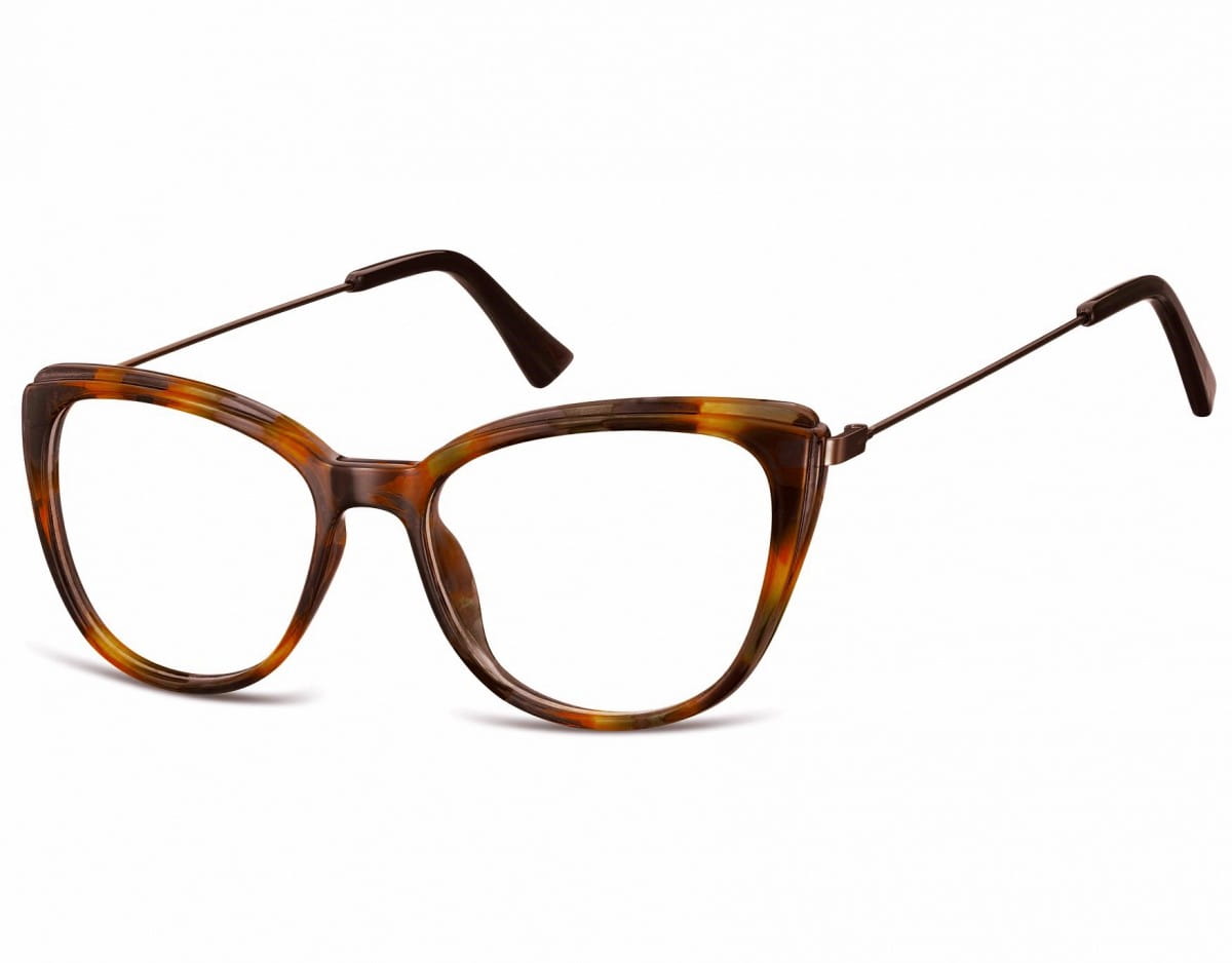 Okulary oprawki zerówki korekcyjne Kocie Oczy Sunoptic AC8E bursztynowe