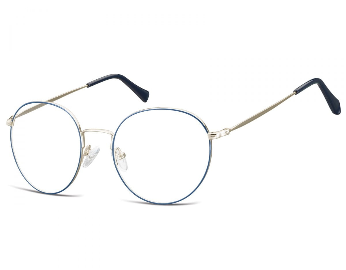 Lenonki okrągłe Okulary oprawki optyczne 915F srebrno-niebieskie