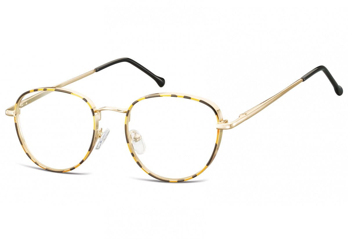 Owalne Okulary oprawki optyczne 918D złote+panterka