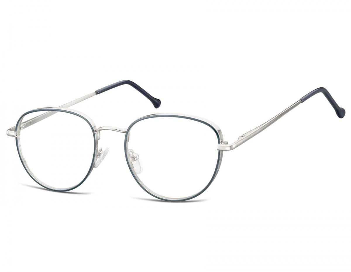 Owalne Okulary oprawki optyczne 918F granatowo-srebrne