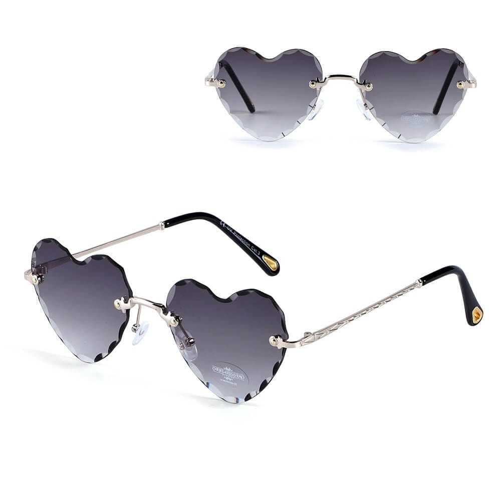 Damskie okulary przeciwsłoneczne Serca Glamour bezramkowe SKK-02