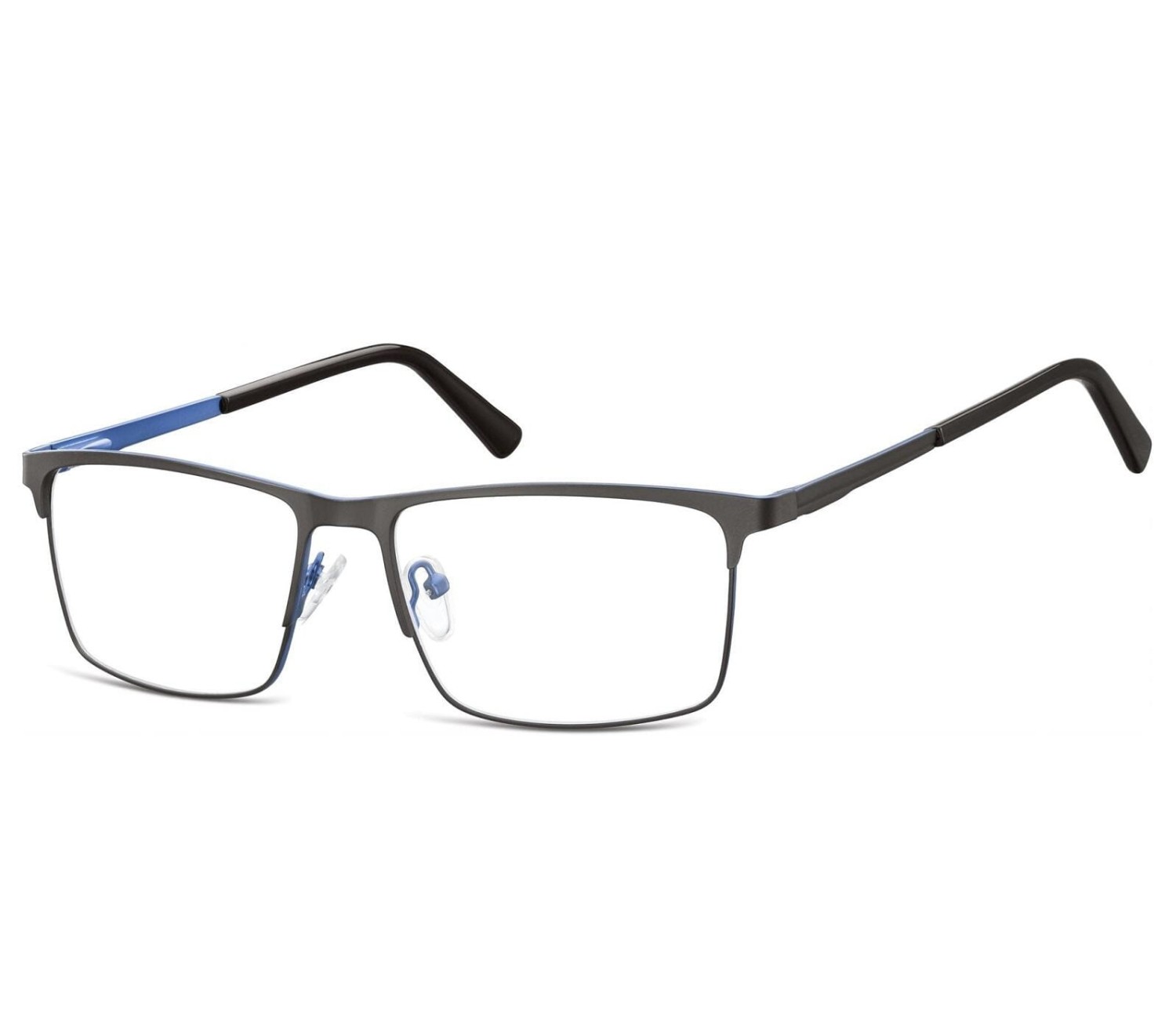 Okulary zerówki korekcyjne Nerd Prostokątne Flex 909A czarno-niebieskie