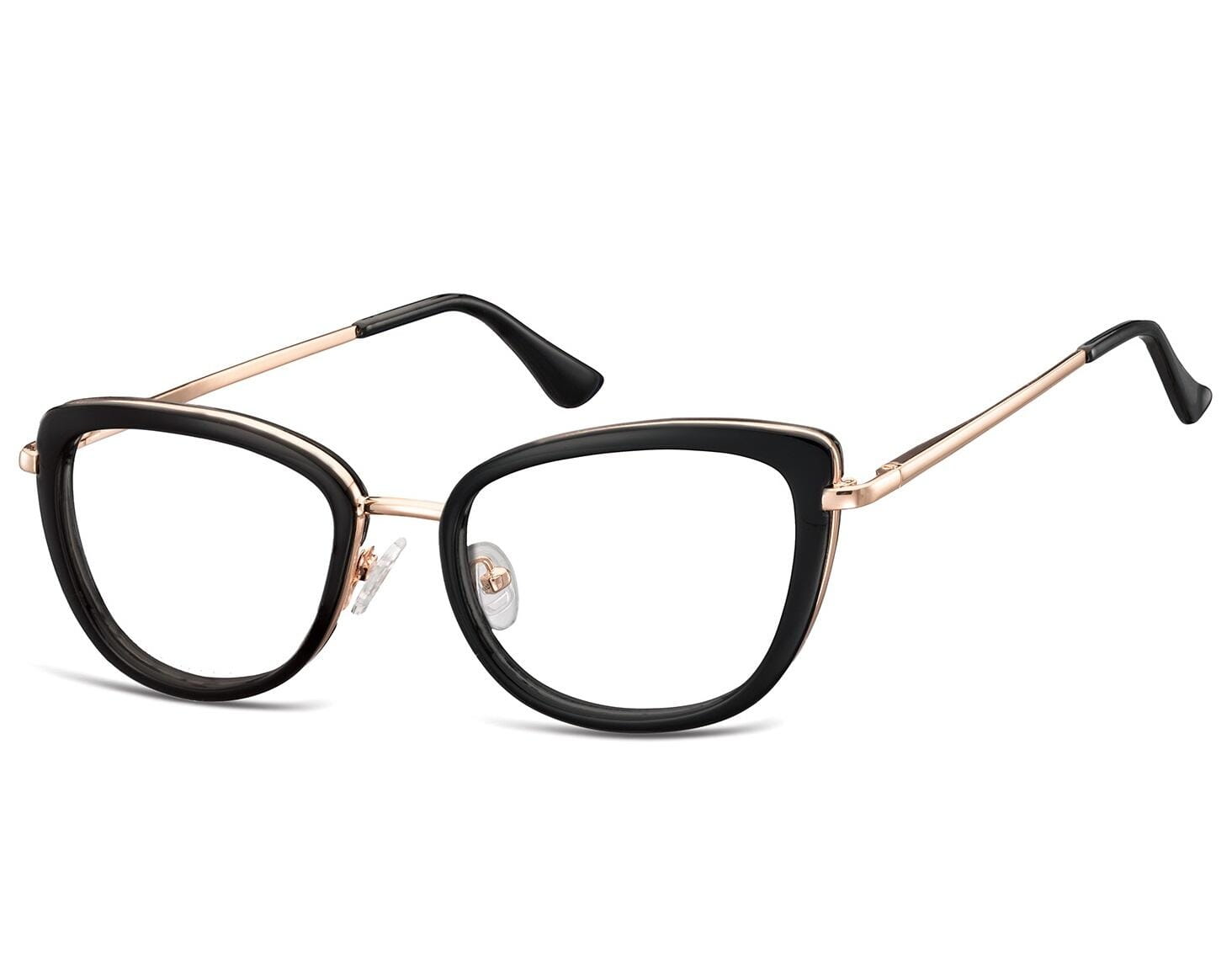 Okulary oprawki korekcyjne kocie oczy zerówki Sunoptic flex MTR-99B czarno-złote