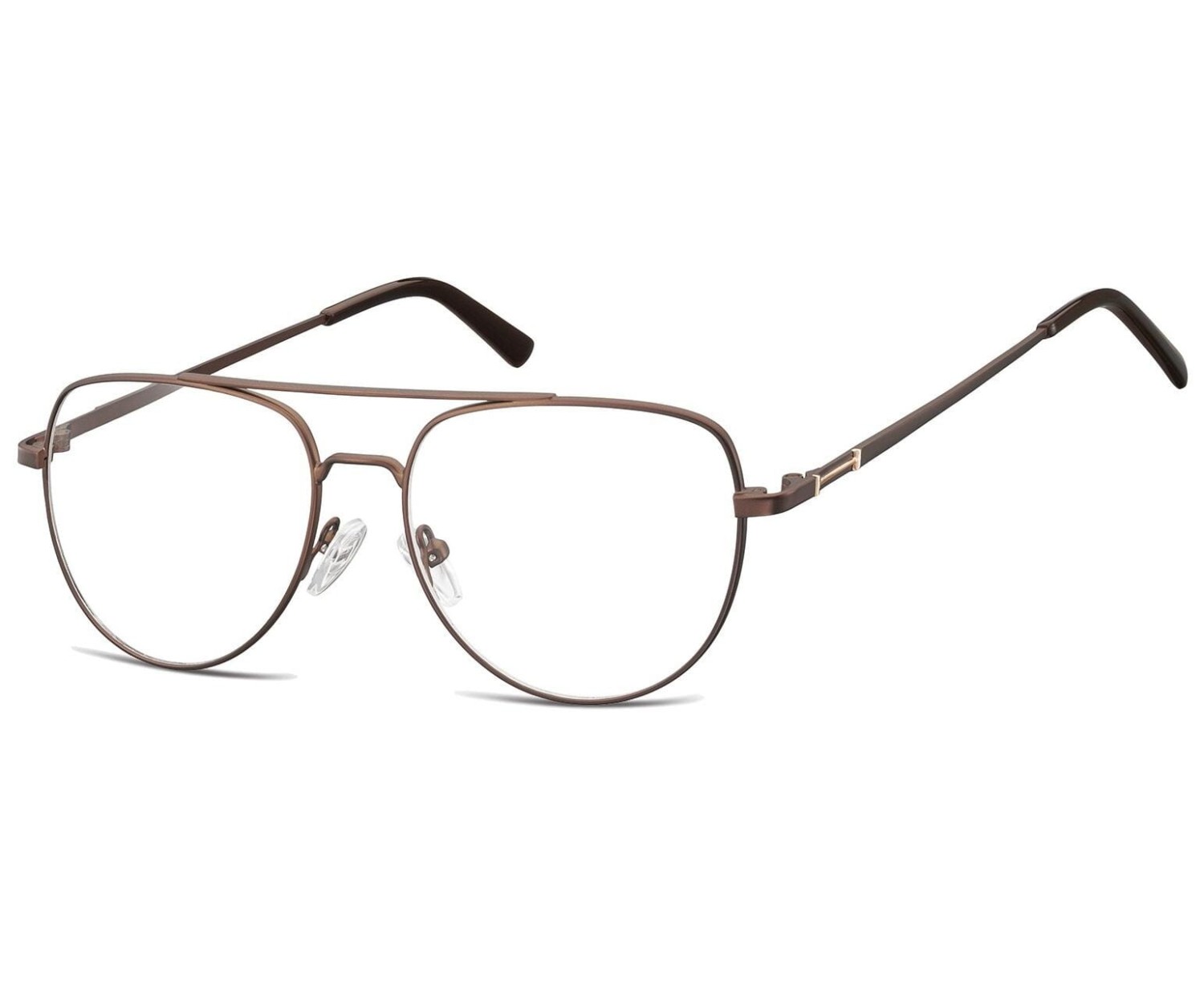 Okulary oprawki korekcyjne pilotki zerówki Sunoptic 889A brązowy + złoty