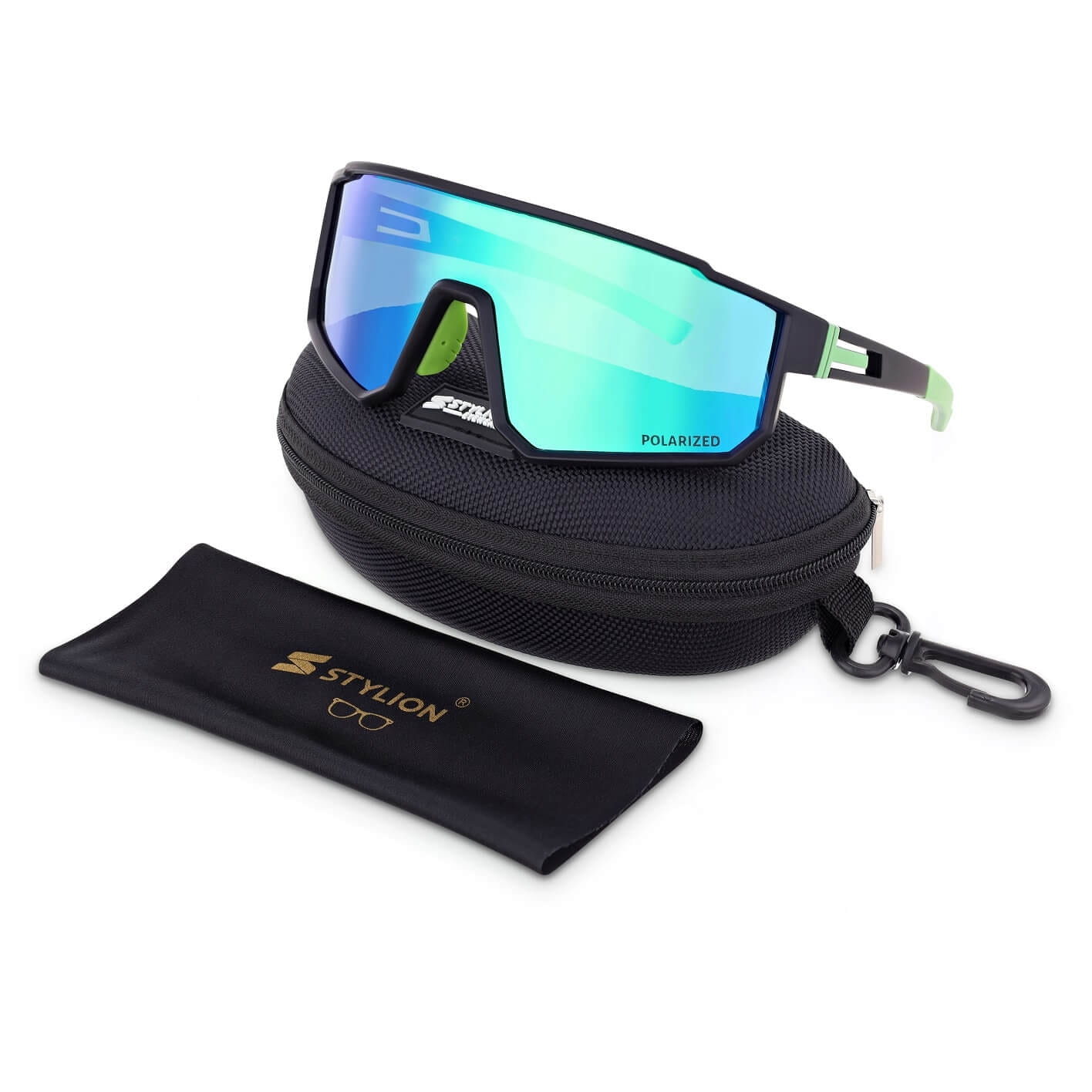 Sportowe okulary przeciwsłoneczne z polaryzacją i filtrem UV400 POL-465C Black/Green