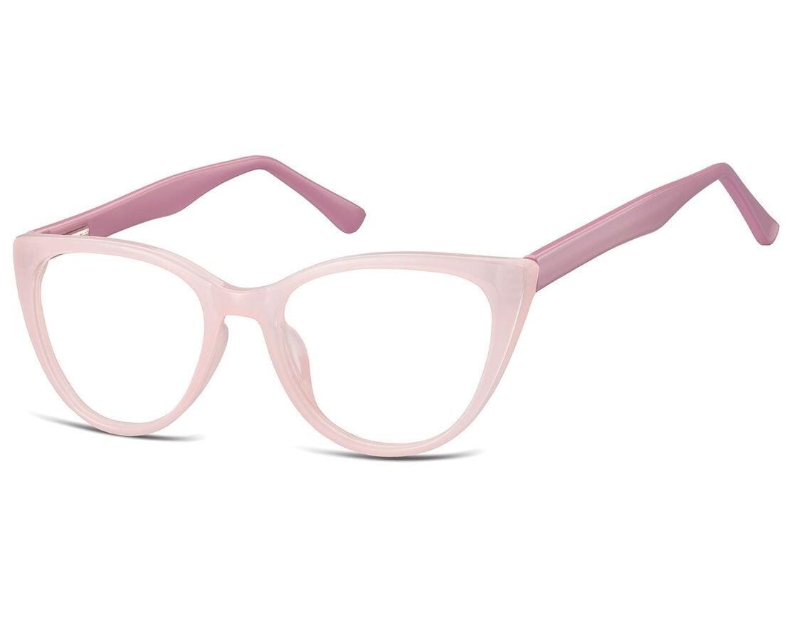 Okulary oprawki optyczne zerówki korekcyjne kocie oczy Sunoptic CP113E różowe