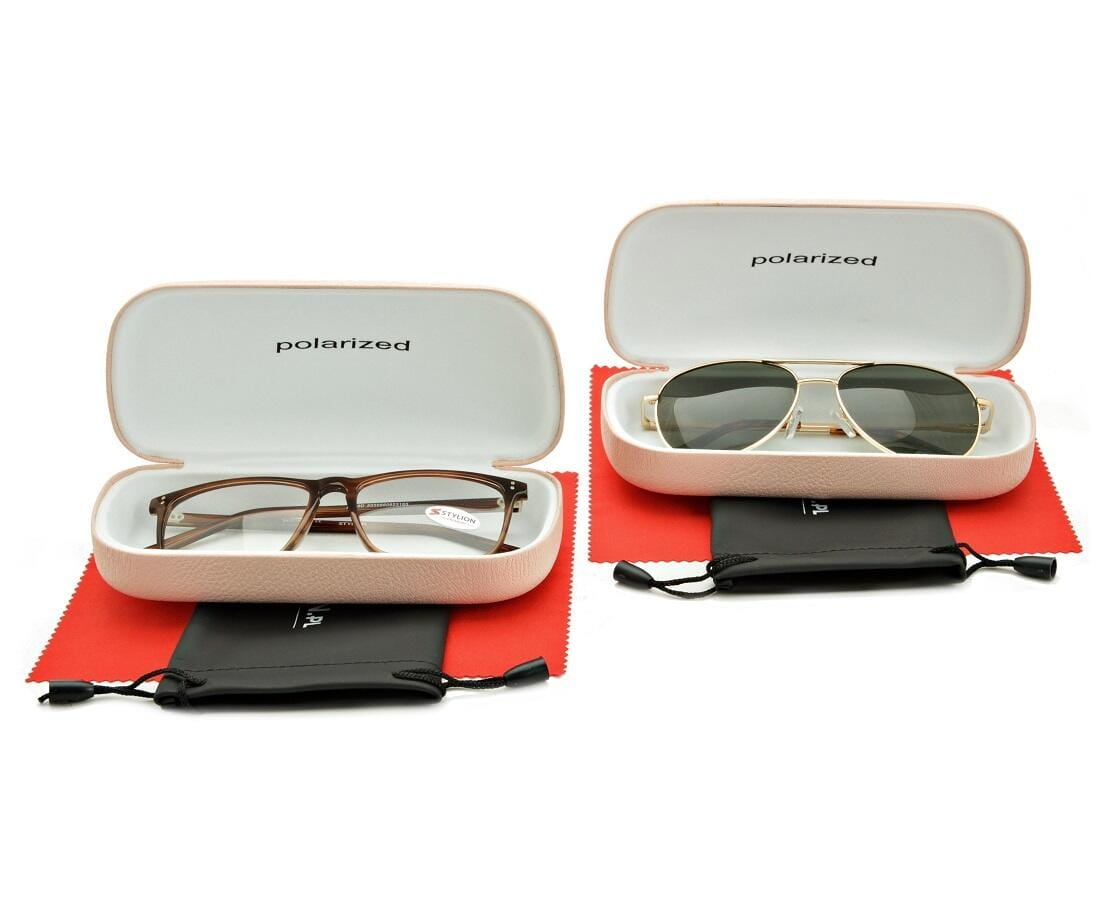 ZESTAW 6 PRODUKTÓW - 2x Etui na okulary jasno różowe + 2x Ściereczka z mikrofibry + 2x Pokrowiec