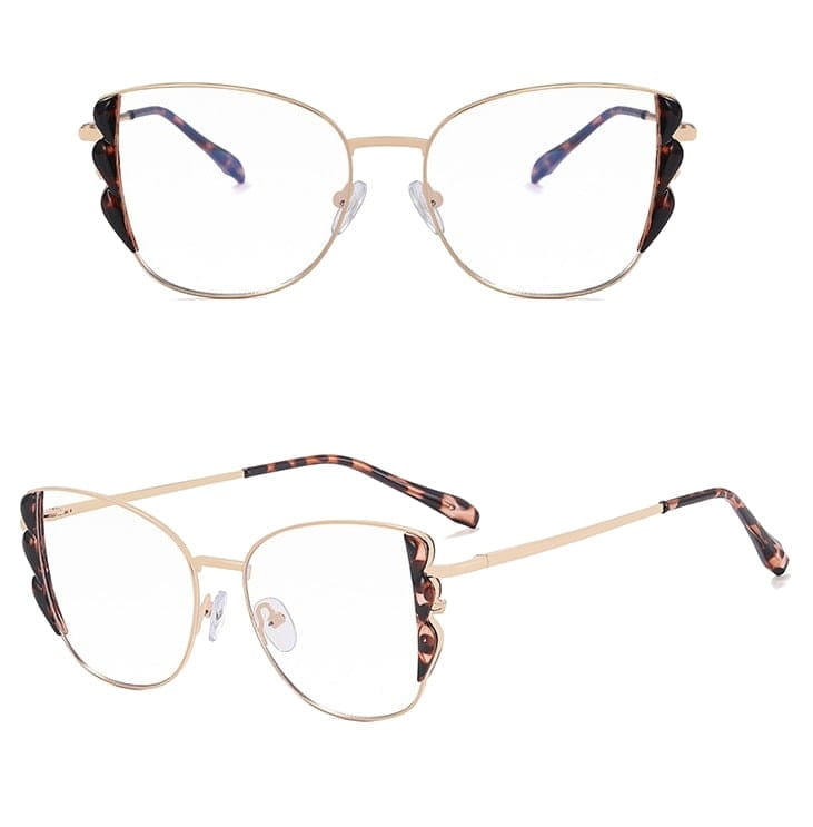 Damskie kocie okulary zerówki do komputera BLUE LIGHT z flexami 25129D