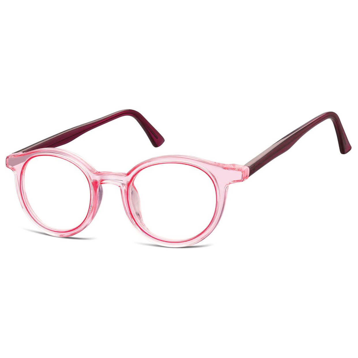Okrągłe oprawki korekcyjne okulary zerówki TR-97D czerwony transparentny