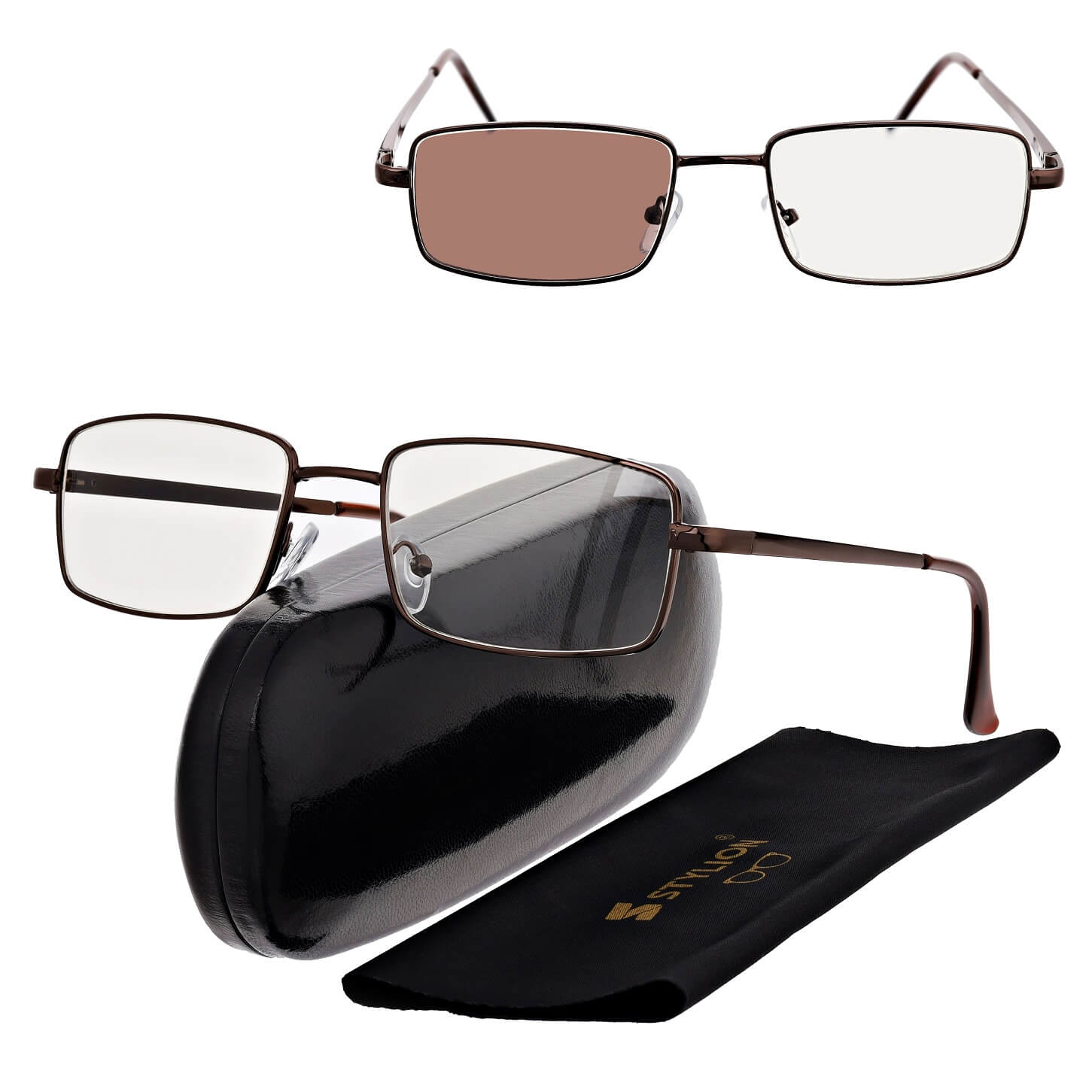 Plusy +4.00 Fotochromowe okulary do czytania z flexami ST342A brązowe