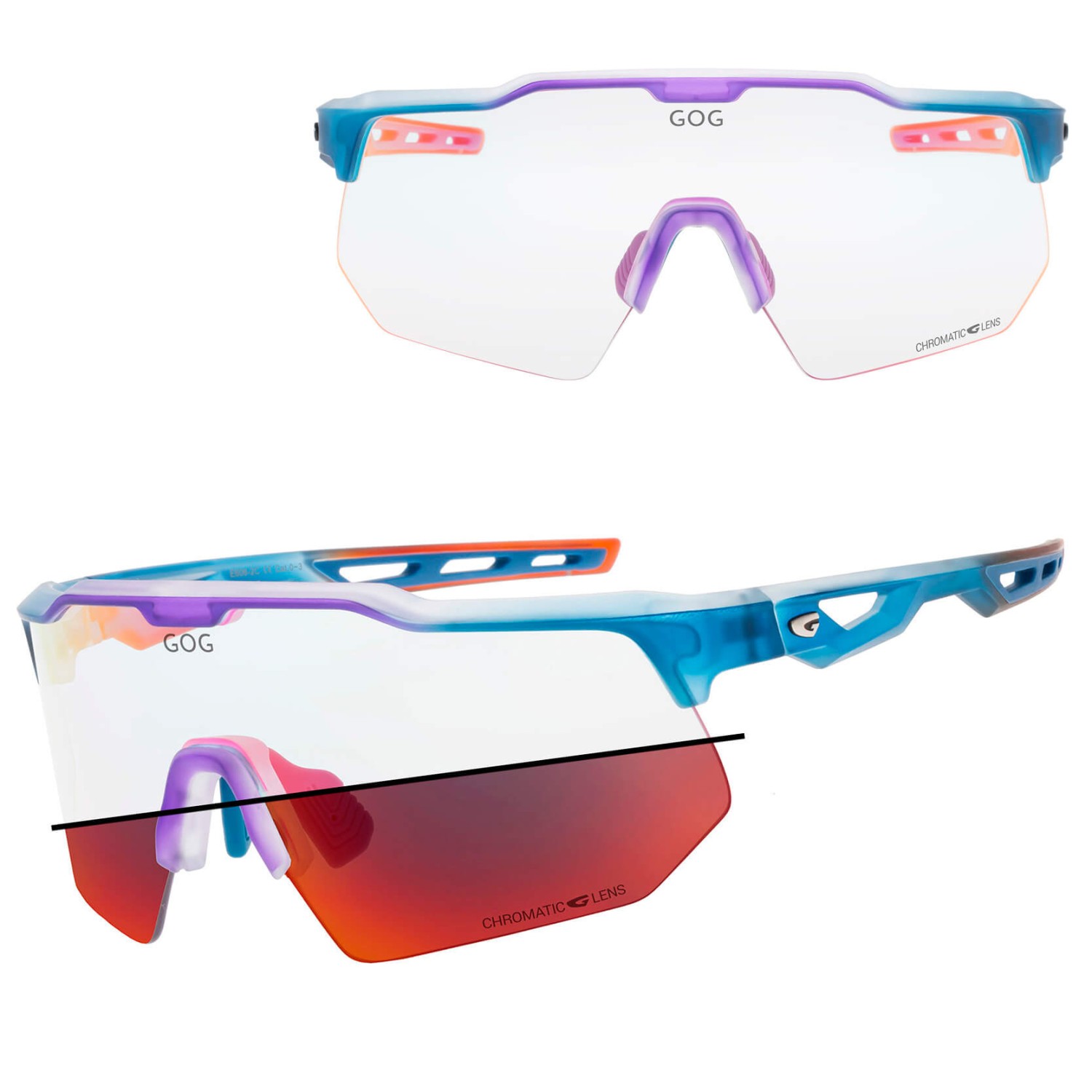 Sportowe okulary przeciwsłoneczne fotochromowe GOG E606-2C niebieski/fiolet