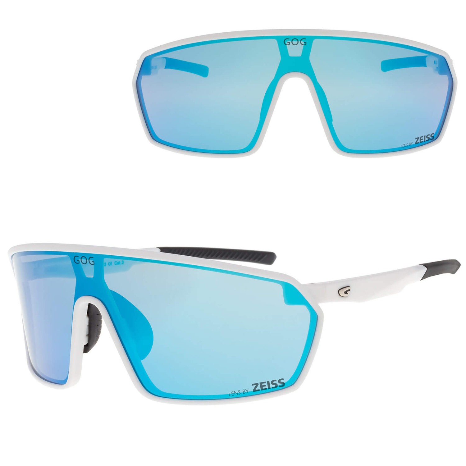 Okulary przeciwsłoneczne sportowe LENS BY ZEISS - GOG E610-3 biały/niebieski