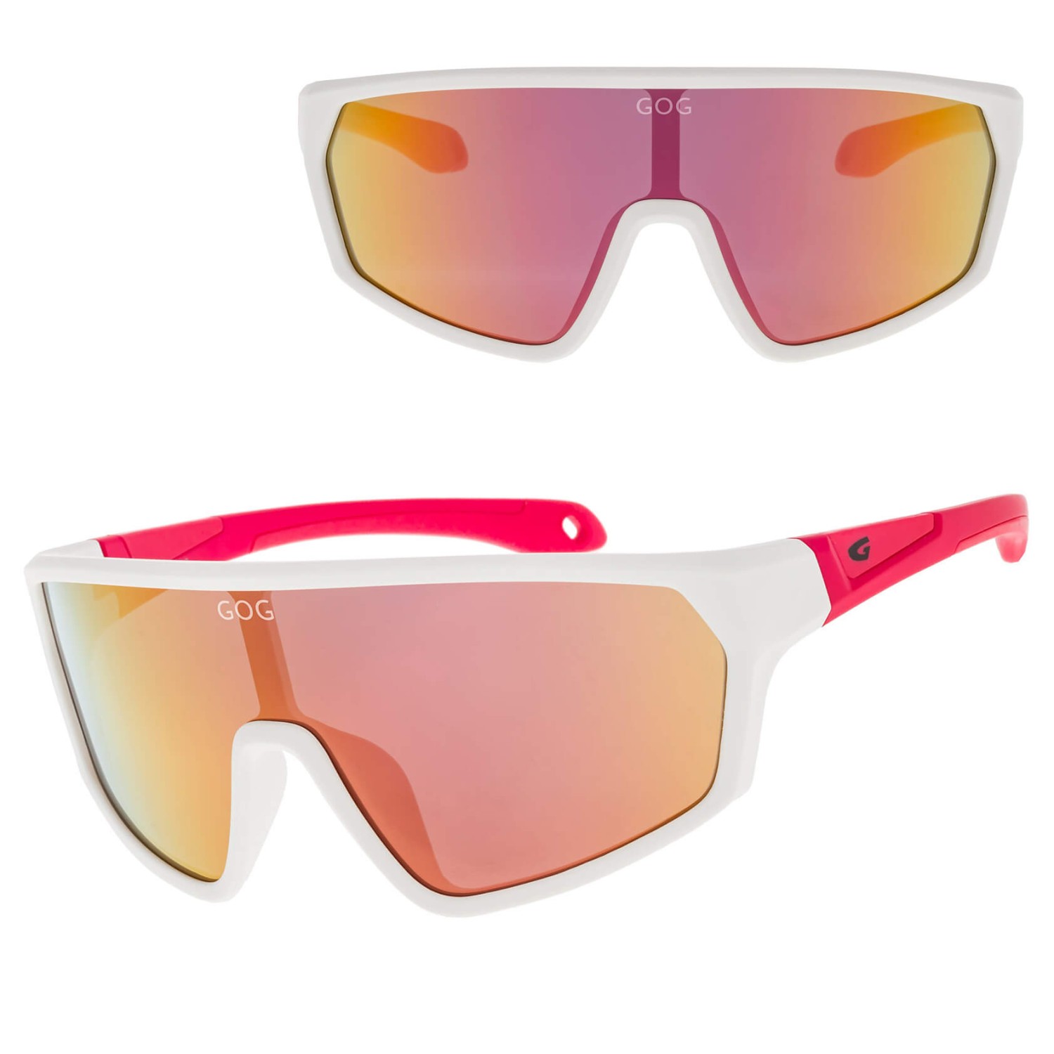 Juniorskie gumowe okulary przeciwsłoneczne sportowe GOG E995-3 biały/różowy