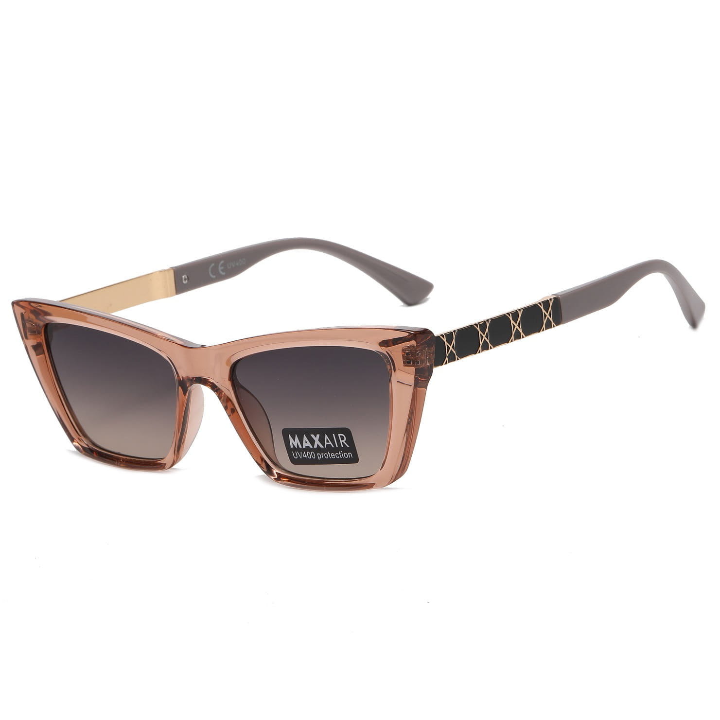 Damskie okulary przeciwsłoneczne kocie z filtrem UV400 ST-MAX10A fiolet/szary