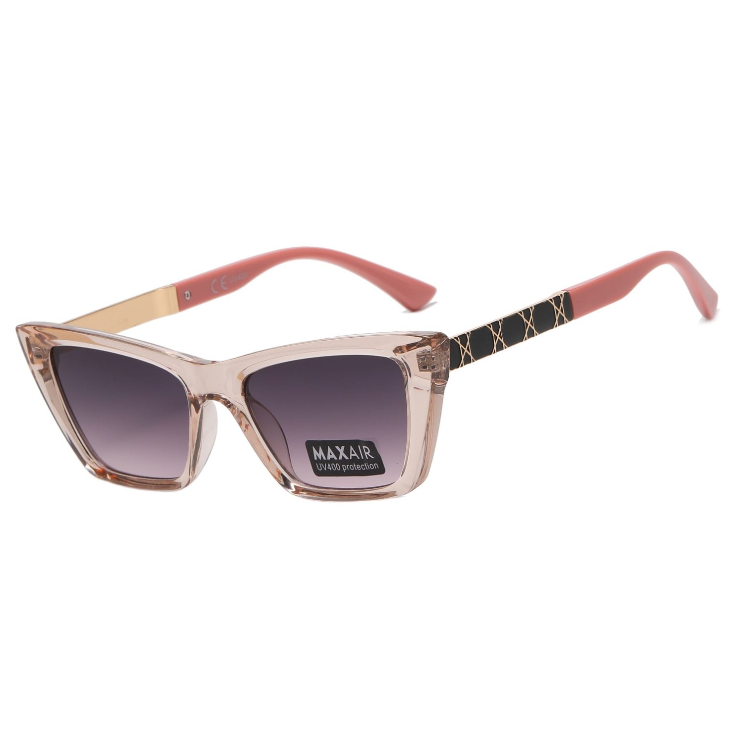 Damskie okulary przeciwsłoneczne kocie z filtrem UV400 ST-MAX10C beż/róż