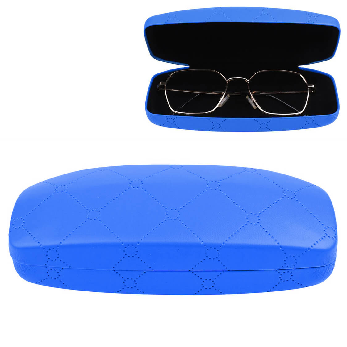 Niebieskie etui na okulary w kratę STHC-97A