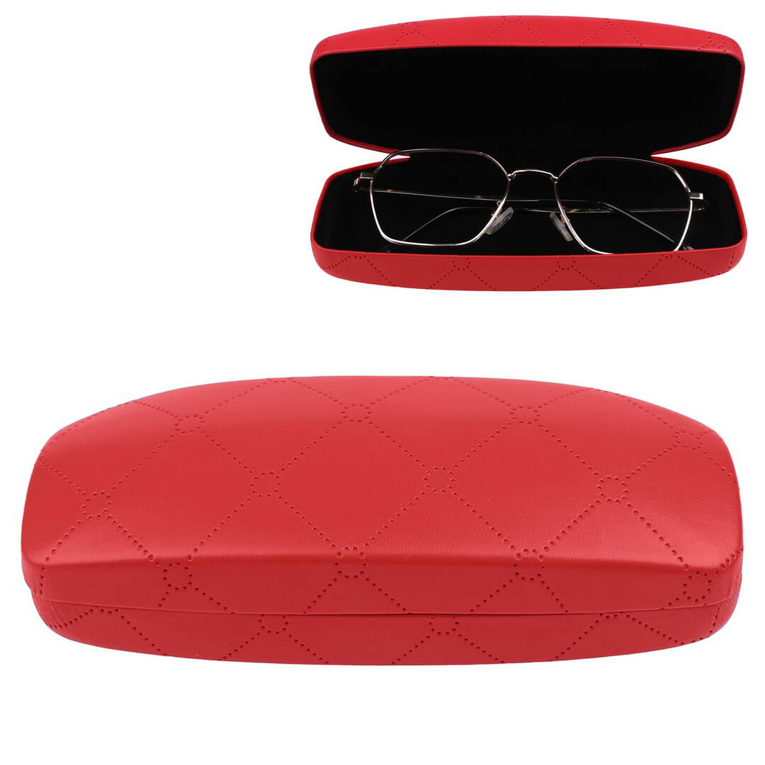 Czerwone etui na okulary w kratę STHC-97B