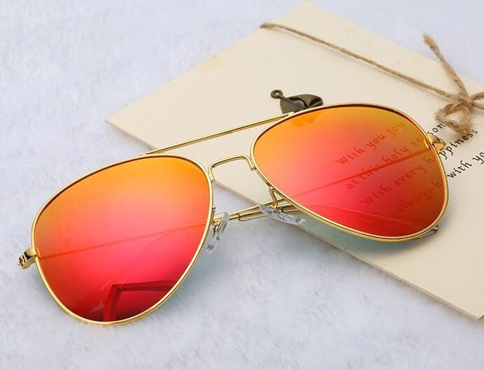 Okulary Pilotki złoto pomarańczowe aviator przeciwsłoneczne 2163h