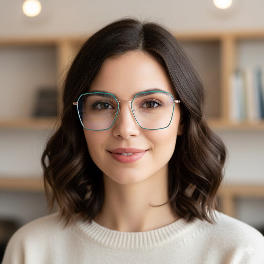 Damskie okulary PREMIUM zerówki Blue Light+Antyrefleks STL285 złoty/zielony