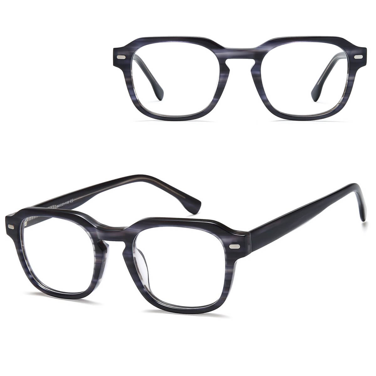 Okulary acetatowe oprawki korekcyjne zerówki kwadratowe AC380D szary/czarny