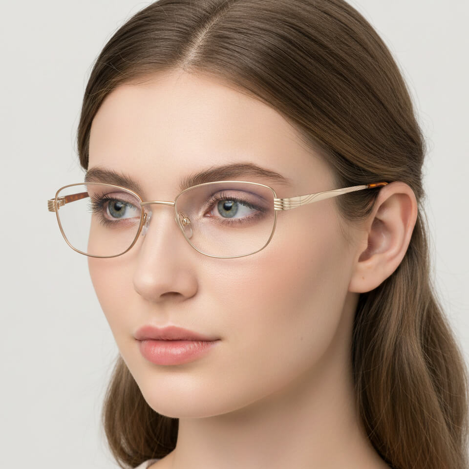Oprawki korekcyjne zerówki okulary metalowe 796C złoty