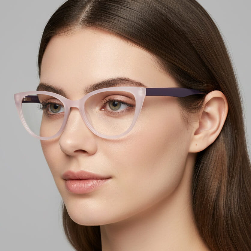 Okulary oprawki optyczne zerówki korekcyjne kocie oczy Sunoptic CP113D fioletowe