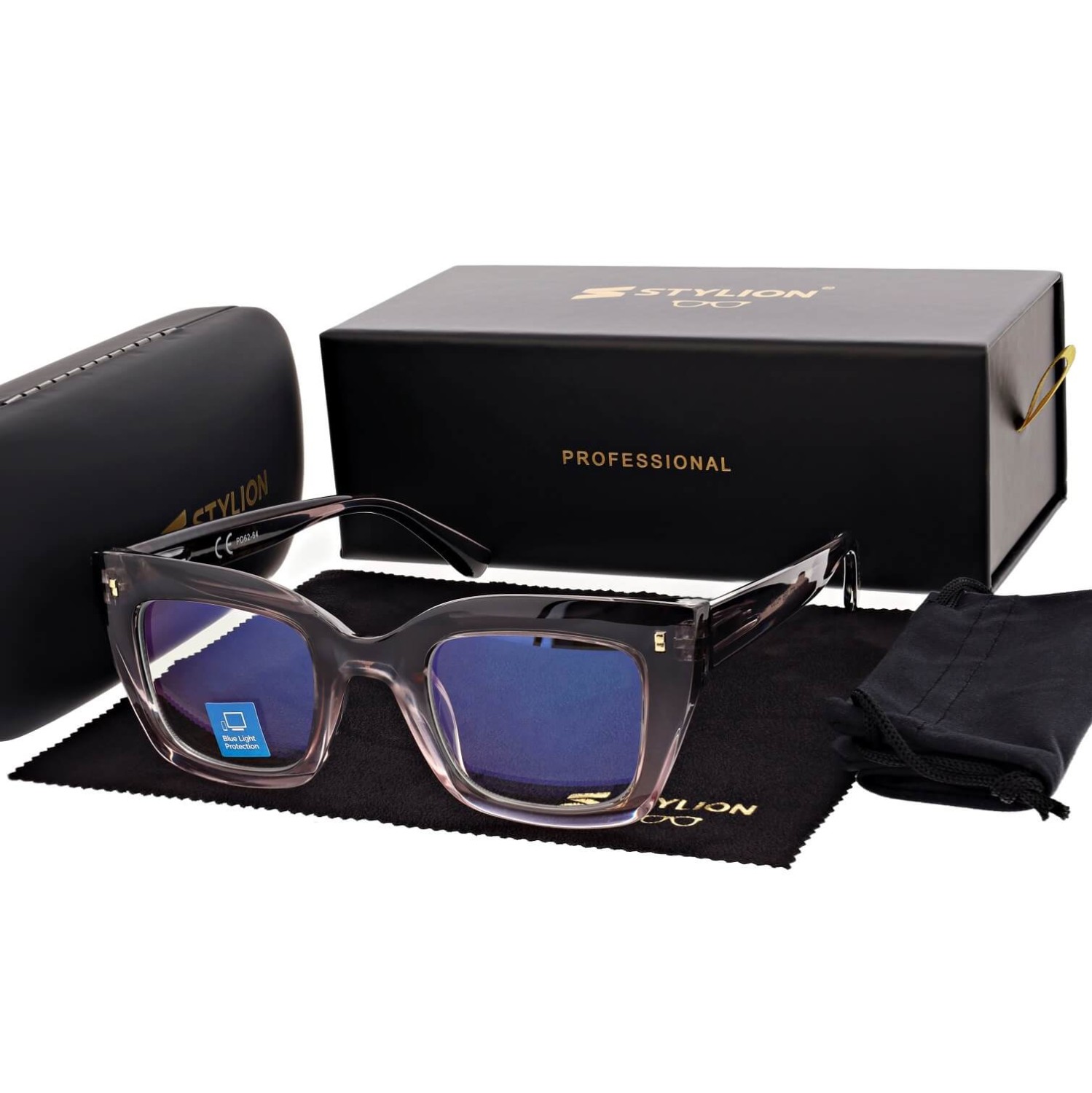 Damskie okulary +3.00 do czytania i komputera z filtrem Blue Light STL286 szary/fiolet