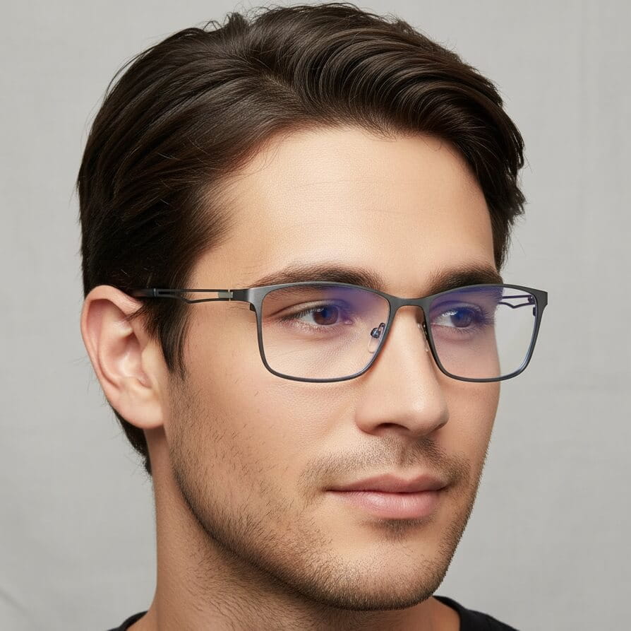 Męskie grafitowe okulary do komputera BLUE LIGHT zerówki 2554D